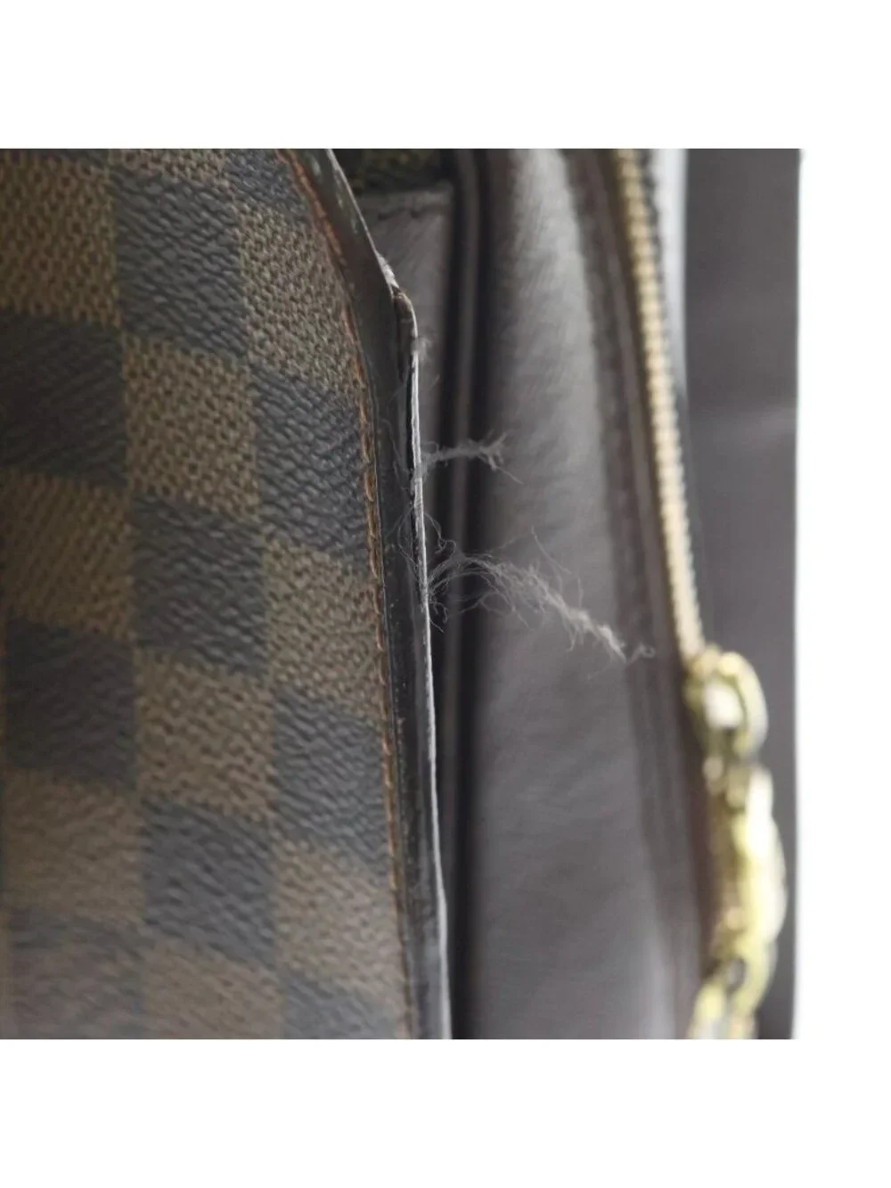 Louis Vuitton Damier Triana Handbag Brown Leather Gold